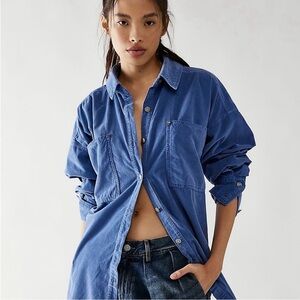 Free People Baby Cord Button Down Shirt